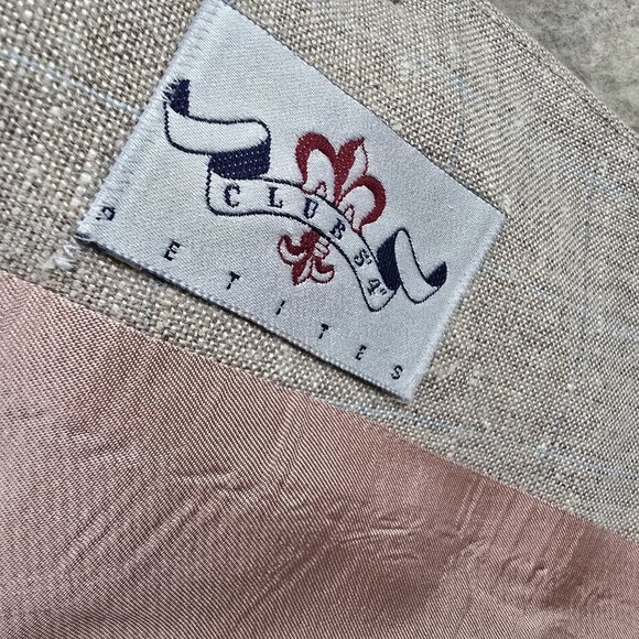 Linen Blend Beige Plaid Womens Two-Piece Blazer & Dress Suit Lined Size 4 - Picture 16 of 16